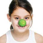 A girl with green nose
